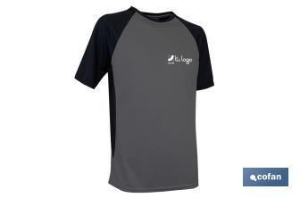 T-shirt respirável | Composição 100% Poliéster | Modelo Pilote | Cor Cinza-Preto | Peso 160 g/m2 | Tamanho XL - Cofan